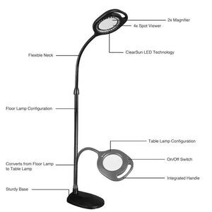 OttLite 2-in-1 LED Magnifier Floor and Table Light